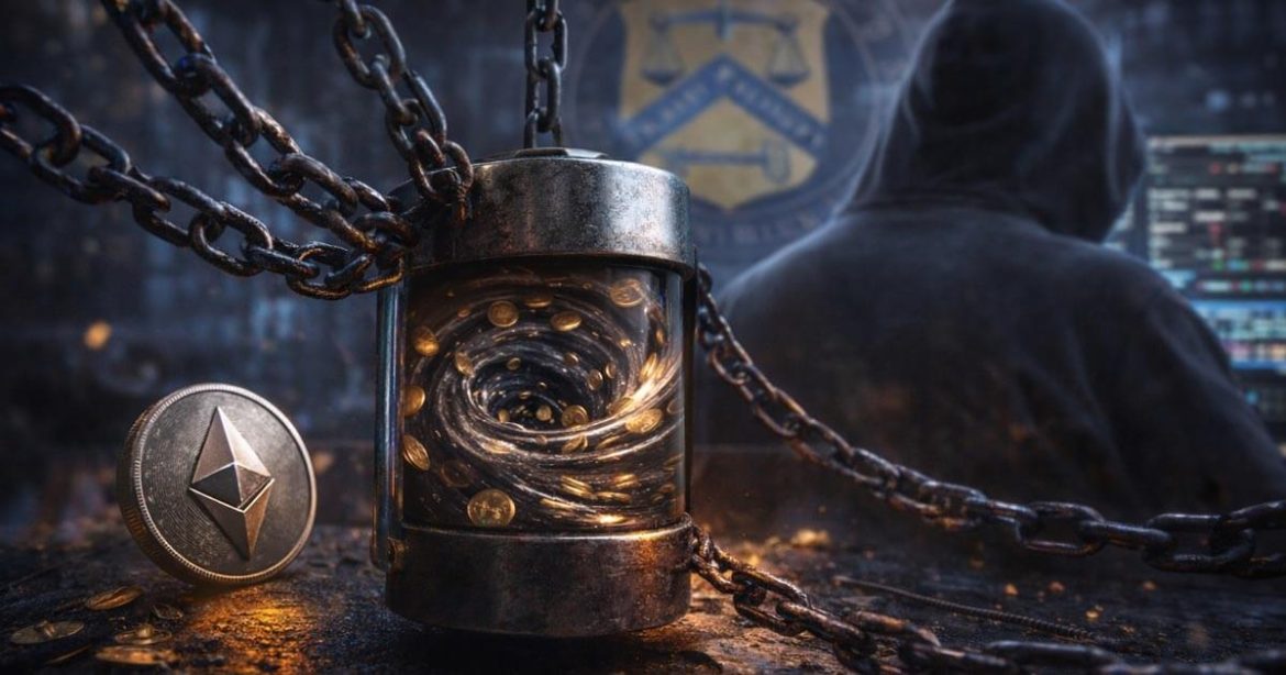 Bitcoin miner facing a massive BTC embedded in rock beside mining rigs, symbolizing 20 million coins mined, growing scarcity, and emerging network security concerns